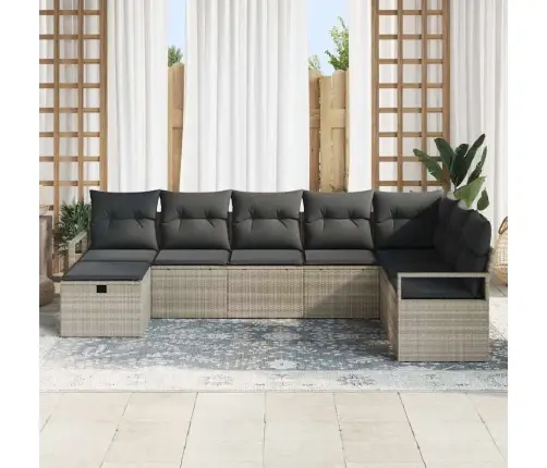 8 Daļīgais Dārza Dīvānu Komplekts Ar Spilveniem Gaiši Pelēkā Poli Rotangā Vidaxl