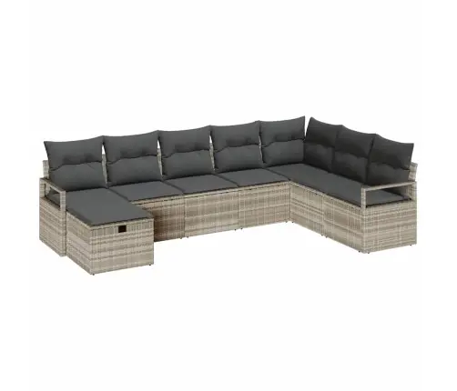 8 Daļīgais Dārza Dīvānu Komplekts Ar Spilveniem Gaiši Pelēkā Poli Rotangā Vidaxl