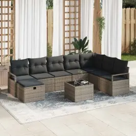 Dārza Dīvānu Komplekts 9 Pcs Pelēka 287 X 177 X 85 Cm Vidaxl