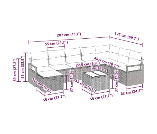 Diivanikomplekt Padjaga 9 Pcs Beez Ja Koor Polürotang