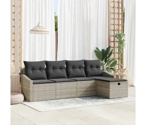 Diivanikomplekt Padjaga Ladustamisega 5 Pcs Helehall Polürotang