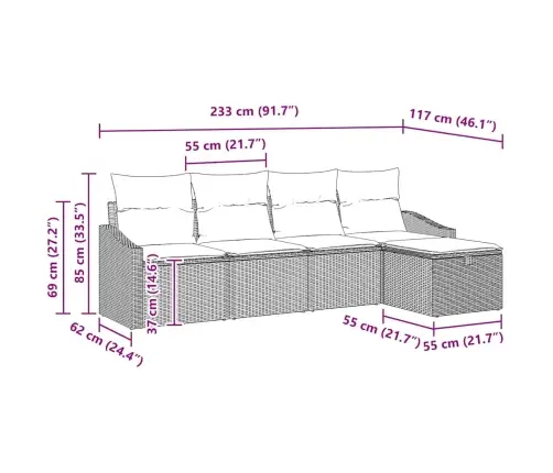 Diivanikomplekt Padjaga Ladustamisega 5 Pcs Helehall Polürotang
