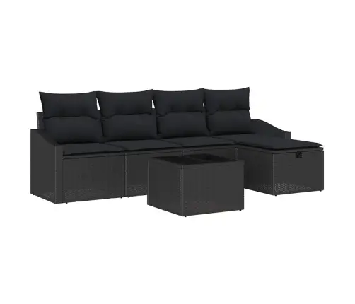 Dīvānu Komplekts Ar Spilvenu 6 Pcs Melna Poliratāns Vidaxl