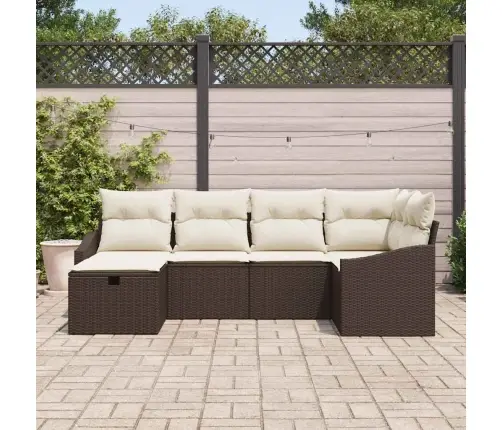 Sofos Komplektas 6 Pcs Ruda Ir Grietinėlė Poliratanas