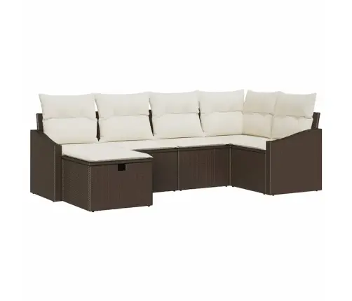 Sofos Komplektas 6 Pcs Ruda Ir Grietinėlė Poliratanas