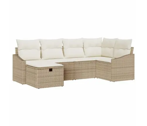 6 Gabalu Dārza Dīvānu Komplekts Ar Spilveniem Bēšs Poli Rotangpalma Vidaxl