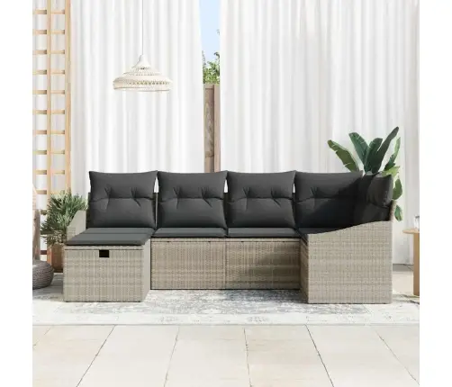 Diivanikomplekt Padjaga 6 Pcs Helehall Ja Hall Polürotang