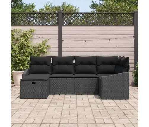 Dīvānu Komplekts Ar Spilvenu 6 Pcs Melna Poliratāns Vidaxl