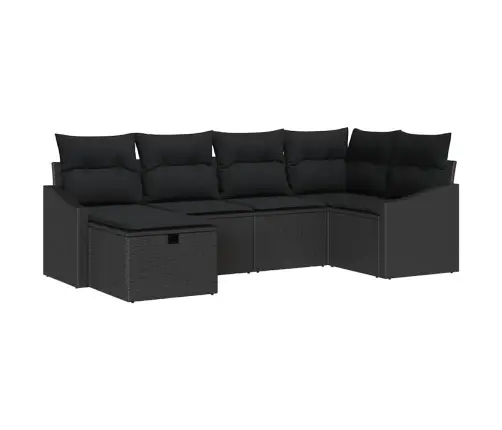 Dīvānu Komplekts Ar Spilvenu 6 Pcs Melna Poliratāns Vidaxl