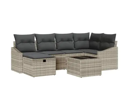 Diivanikomplekt Padjaga 7 Pcs Helehall Ja Hall Polürotang