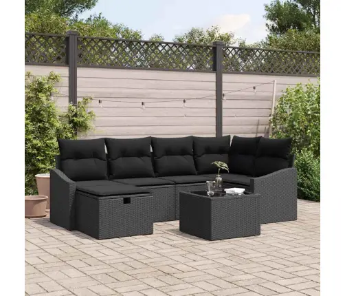 Dīvānu Komplekts Ar Spilvenu Ar Uzglabāšanu Melna Poliratāns Vidaxl