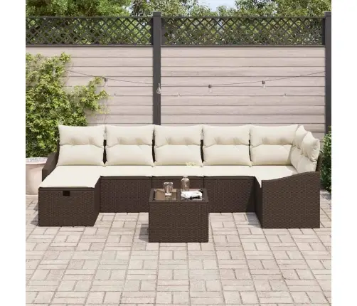 8 Elementu Dārza Dīvānu Komplekts Ar Spilveniem Brūnā Poli Rotangpalmas Vidaxl
