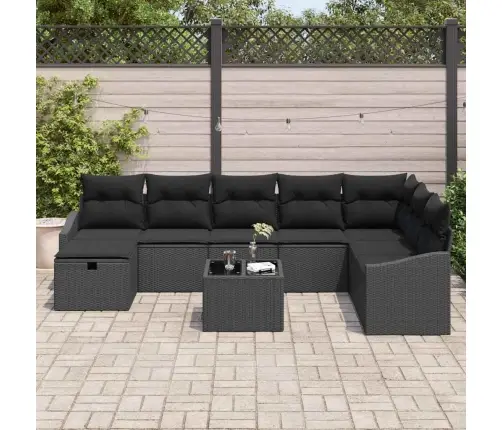 Dārza Dīvānu Komplekts 9 Pcs Melna Poliūtu Rotangpalma Vidaxl