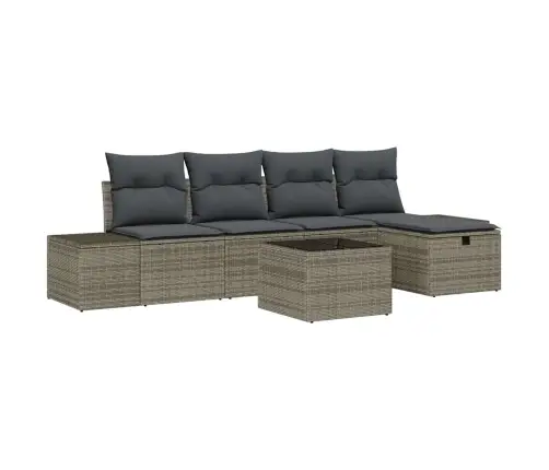 Sodo Sofų Rinkinys Su Pagalve 6 Pcs Pilka Poliratanas