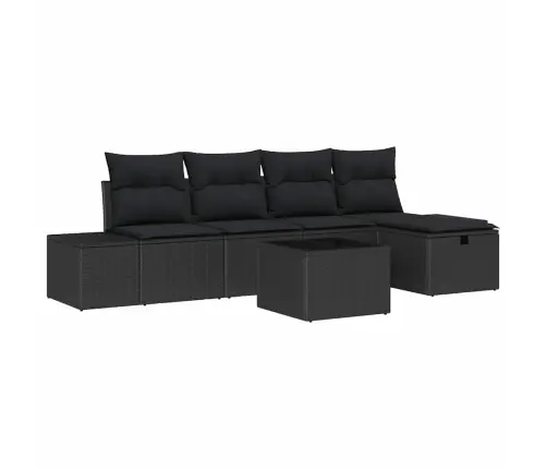 Dārza Dīvānu Komplekts Ar Spilvenu 6 Pcs Melna Poliratāns Vidaxl