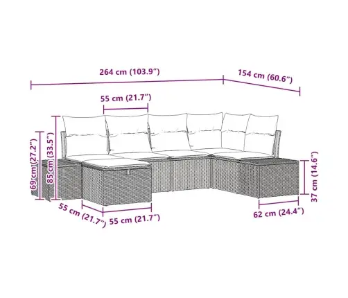 Aia Diivanikomplekt Padjaga 6 Pcs Helehall Polürotang