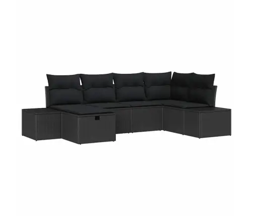 Dārza Dīvānu Komplekts Ar Spilvenu 6 Pcs Melna Poliratāns Vidaxl