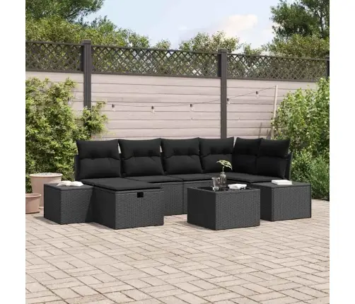 Aia Diivanikomplekt Padjaga 7 Pcs Must Polürotang