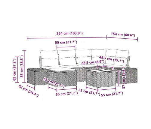 Aia Diivanikomplekt Padjaga 7 Pcs Must Polürotang