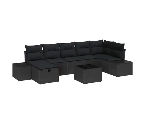 Dārza Dīvānu Komplekts Ar Spilvenu 8 Pcs Melna Poliratāns Vidaxl