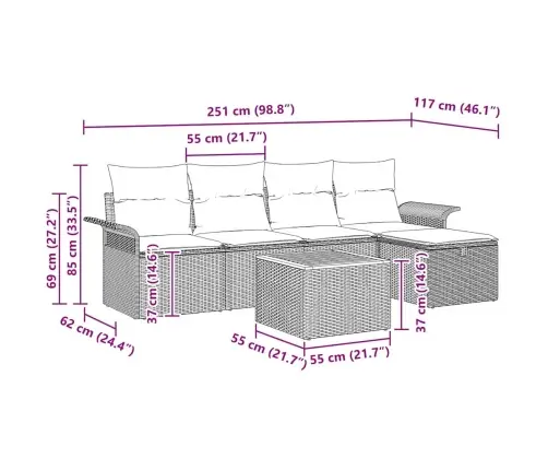 Aia Diivanikomplekt Ladustamisega 6 Pcs Beež Polürooster