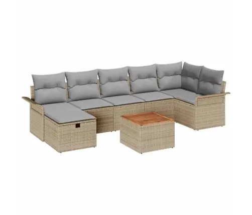 Sodo Sofų Rinkinys 8 Pcs Smėlio Poliratanas