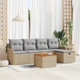 Aia Diivanikomplekt Padjaga Ladustamisega 6 Pcs Beež Polürotang