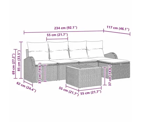Aia Diivanikomplekt Padjaga Ladustamisega 6 Pcs Must Polürotang