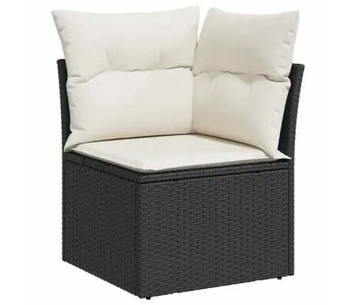 Sodo Sofų Rinkinys Su Pagalve 8 Pcs Juoda Poli Ratanas