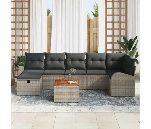 8 Gabalu Dārza Dīvāna Komplekts Ar Spilveniem Pelēks Poli Rotangpalma Vidaxl