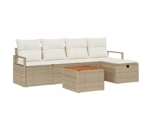 6 Gabalu Dārza Dīvānu Komplekts Ar Spilveniem Bēšā Krāsā Polietilēna Rotangpalmas Vidaxl