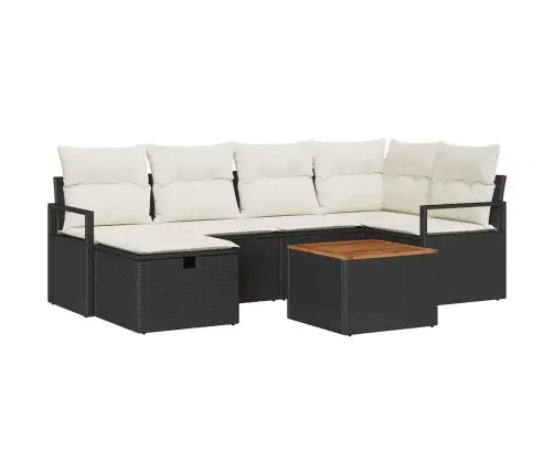 7 Elementu Dārza Dīvāna Komplekts Ar Spilveniem Melnā Polietilēna Rotangpalmas Vidaxl