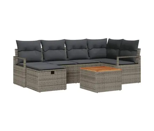 Dārza Dīvānu Komplekts 7 Pcs Pelēka Poliūtu Rotangpalma Vidaxl