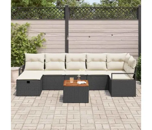 8 Daļu Dārza Dīvānu Komplekts Ar Spilveniem Melnā Poli Rotangpalma Vidaxl