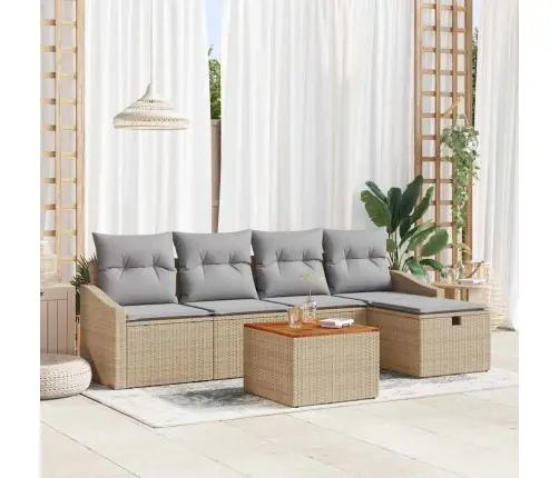 Aia Diivanikomplekt Padjaga Ladustamisega 6 Pcs Beež Polürotang