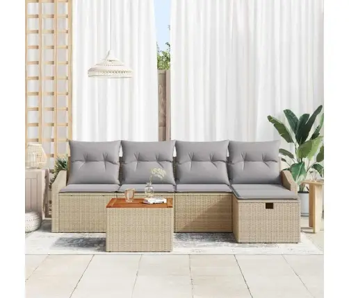 Aia Diivanikomplekt Padjaga Ladustamisega 6 Pcs Beež Polürotang