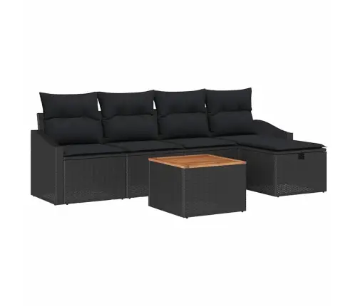 Dārza Dīvānu Komplekts Ar Spilvenu 6 Pcs Melna Poliratāns Vidaxl