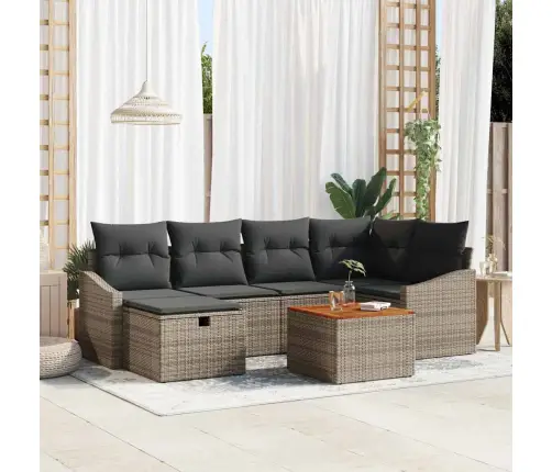 7 Gabalu Dārza Dīvānu Komplekts Ar Spilveniem Pelēkā Krāsā Vidaxl