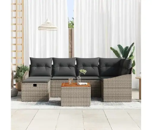 7 Gabalu Dārza Dīvānu Komplekts Ar Spilveniem Pelēkā Krāsā Vidaxl