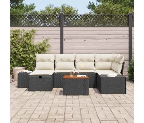 Aia Diivanikomplekt Padjaga Ladustamisega 7 Pcs Must Polürotang