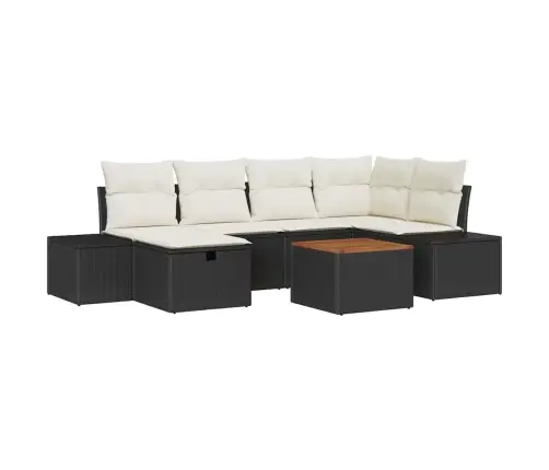 Aia Diivanikomplekt Padjaga Ladustamisega 7 Pcs Must Polürotang