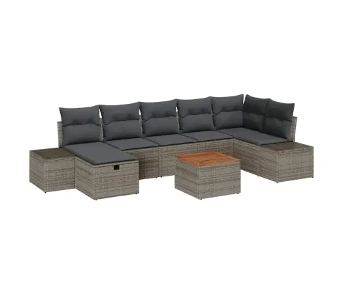 Sodo Sofų Rinkinys Su Pagalve 8 Pcs Pilka Poliratanas