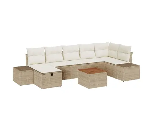 8 Gabalu Dārza Dīvānu Komplekts Ar Spilveniem Bēšs Poli Rotangs Vidaxl