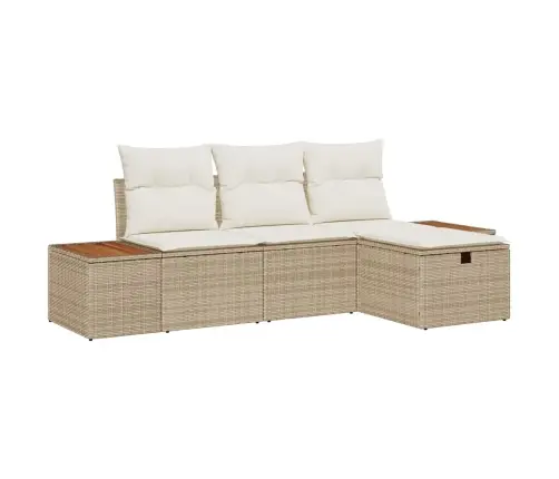 4 Gabalu Dārza Dīvānu Komplekts Ar Spilveniem Bēšs Poli Rotangpalma Vidaxl