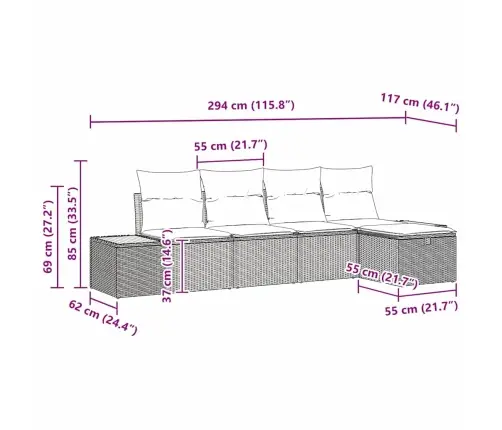 Aia Diivanikomplekt Padjaga 5 Pcs Must Polürooster