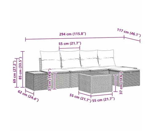Aia Diivanikomplekt Padjaga 6 Pcs Beež Polürooster