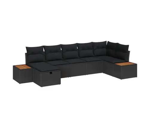 Dārza Dīvānu Komplekts Ar Spilvenu 8 Pcs Melna Poliratāns Vidaxl