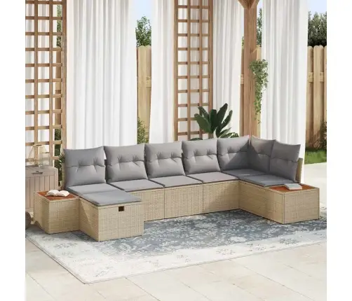 Sodo Sofų Rinkinys Su Pagalve Su Saugykla Smėlio Poliratanas