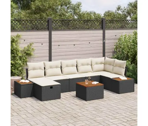 8 Daļu Dārza Dīvānu Komplekts Ar Spilveniem Melnā Polietilēna Rotangpalmas Vidaxl