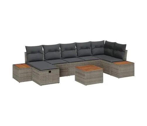 Sodo Sofų Rinkinys Su Pagalve 8 Pcs Pilka Poliratanas